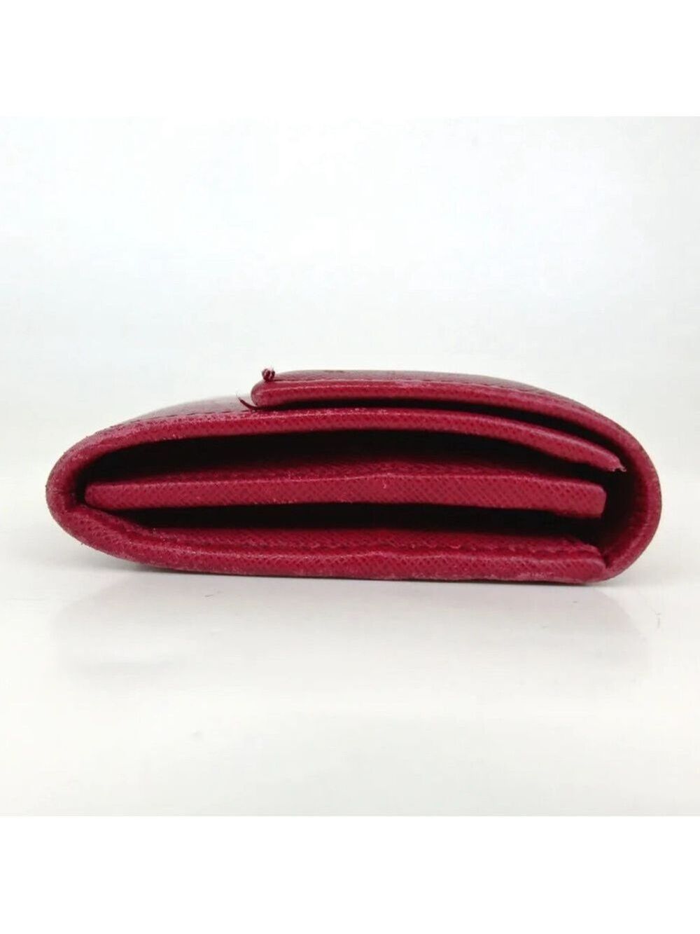 Authentic Salvatore Ferragamo Giancini Dark Pink/Red Leather Wallet Clutch - Picture 4 of 10